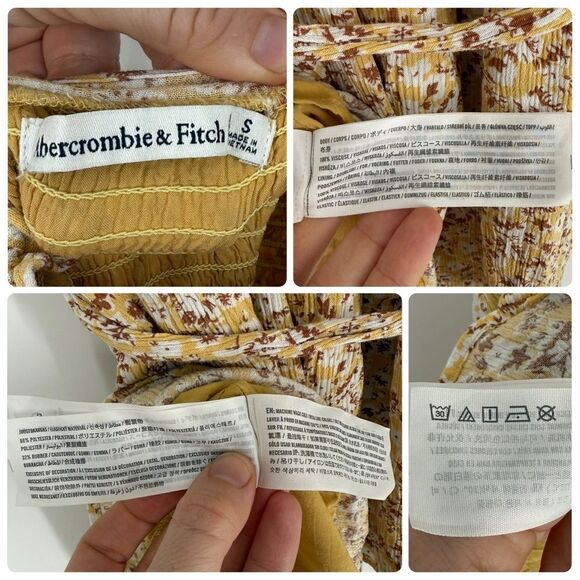 Abercrombie & Fitch Floral Smocked Romper in Yellow | Small - Picture 7 of 7